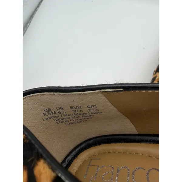 Franco Sarto Hudley Leopard Calf Hair Penny Loafers Womens 8.5M Brown Flats - Image 6