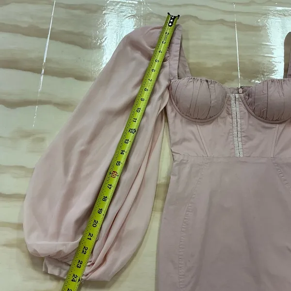 Oh Polly Pink Corset Top Balloon Long Sleeve Bodycon Mini‎ Dress Sz 2 - Image 14