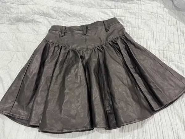 Free People We the free black faux leather pleated mini skirt - Image 8