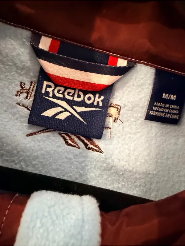 NWT Reebok Size M Blue Full Zip Fleece Jacket Retro Colorblock Outdoor Active - Image 9