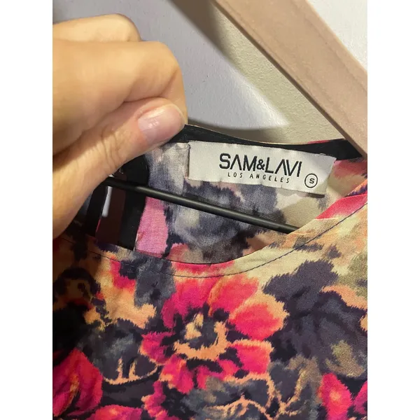 Sam & Lavi Midi Dress Womens‎ Small Multicolor Floral Long Sleeve Boho Open Back - Image 4