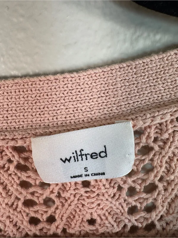 Wilfred Pink Crochet Cardigan Sweater Womens S Aritzia Girly Coquette Barbie - Image 11