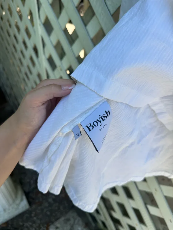 Boyish White Long Sleeve mini Dress - Image 3