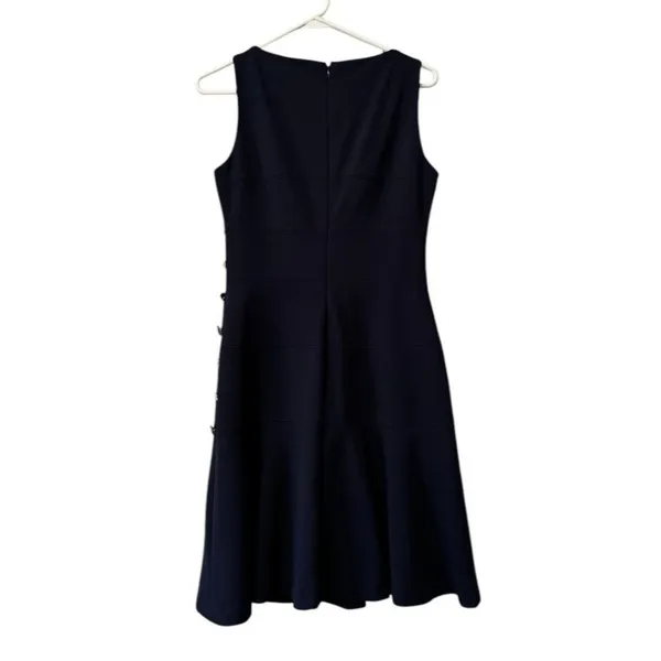Lauren Ralph Lauren Women Side Button Swing Dress Sz 4‎ Knee Length Lined Formal - Image 2