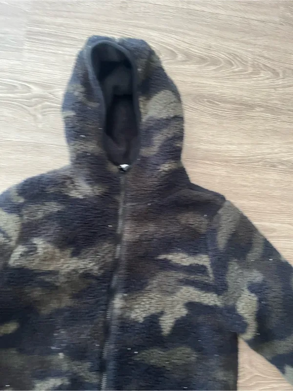 PINK Victoria’s Secret Camo Sherpa Jacket Womens XL Black Fleece Zip Hoodie - Image 7