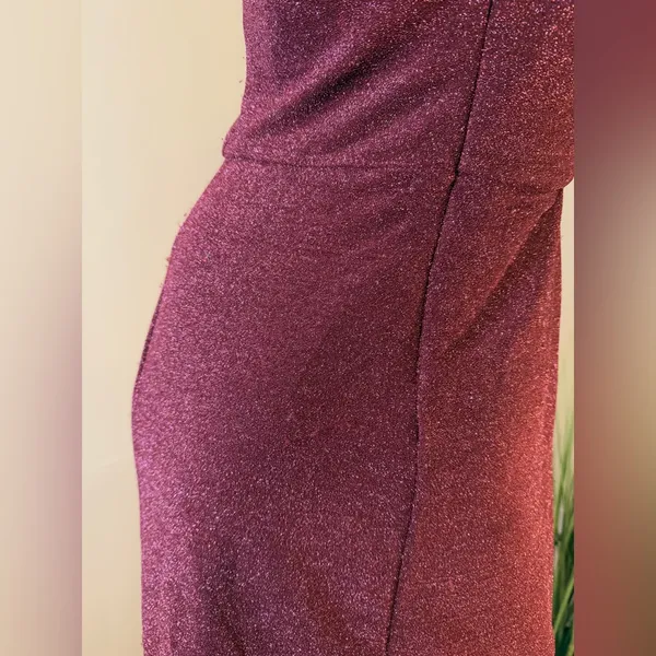 Mi Ami Francesca's Megan Glitter Tulip Mini Dress Burgundy Wine Merlot Medium - Image 6