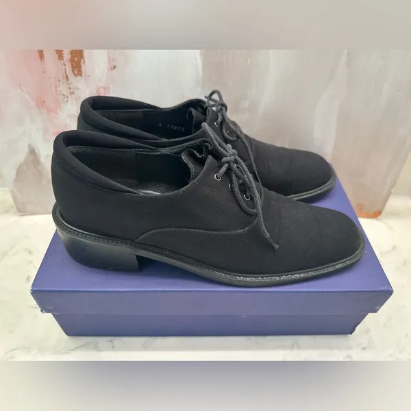 Stuart Weitzman Gore-Tex Black Oxford Lace Up Shoes Made in Spain Womens‎ 8 AAA - Image 4