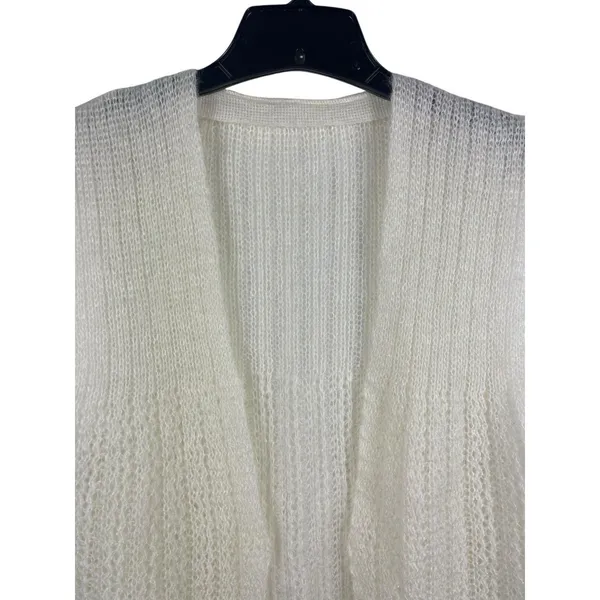 VTG Women’s Ivory Knit Open Front Sweater Vest Textured Lightweight Gradmacore S - Image 2