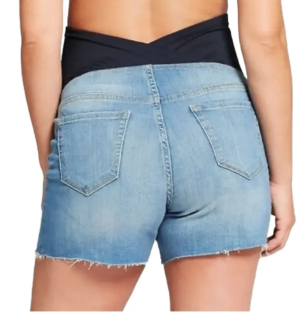 Isabel Maternity Maternity Crossover Panel Midi Jean Shorts by Ingrid & Isabel - Image 3