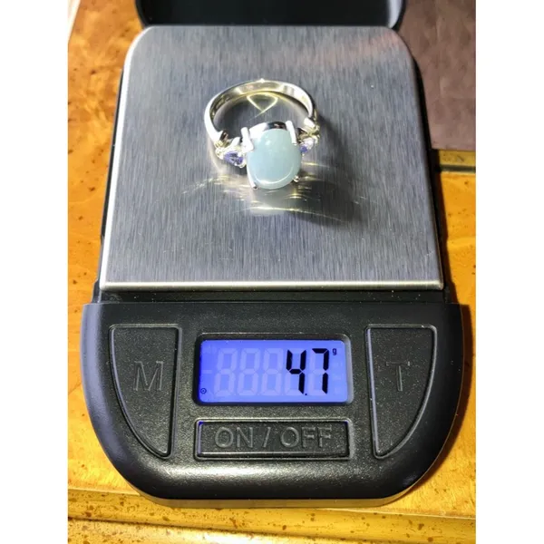 Natural Angelite Tanzanite Sterling Silver Ring Size 8.75 - Image 9