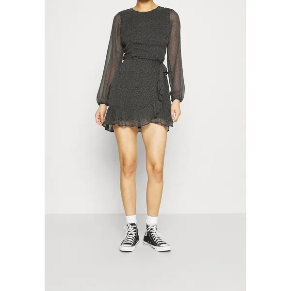 Abercrombie & Fitch Black Polka Dot Long Sleeve Ruffle Wrap Mini Dress‎ Womens M - Image 2