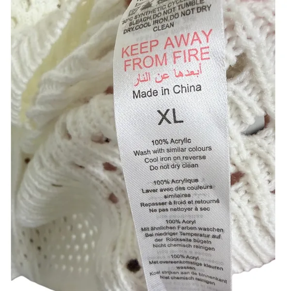 PrettyLittleThing White Open Knit Polo Dress size XL - Image 9