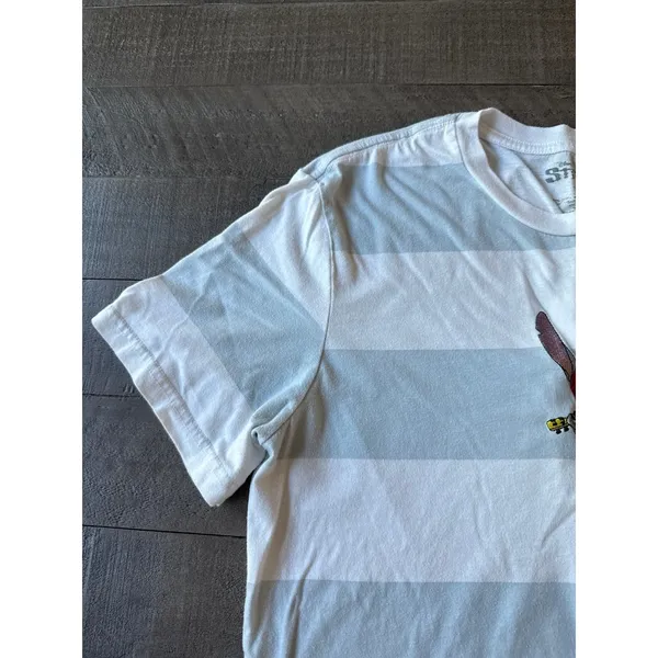 Disney Stitch Women's Light Blue White Stripped Stitch embroidered Tee Size M‎ - Image 4