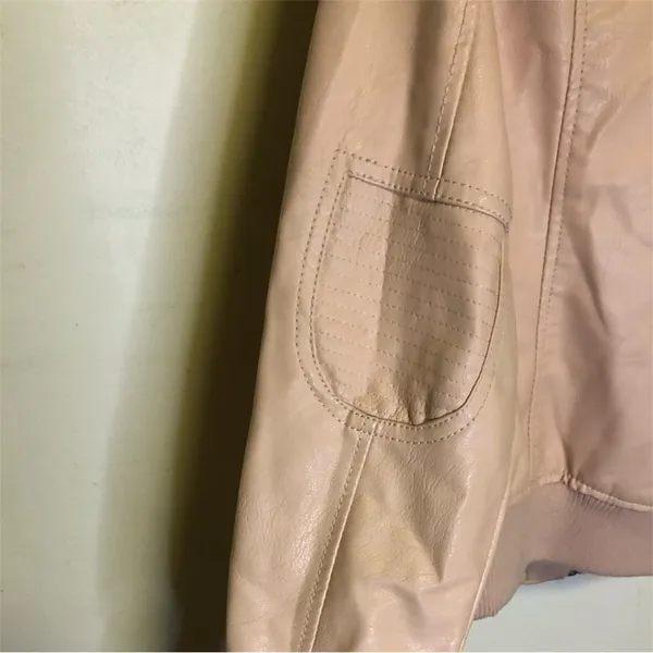 Cavalini Vegan Leather Bomber Jacket Mauve Size Large - Image 4