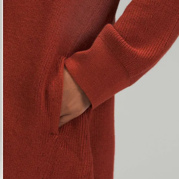 Lululemon Merino Wool Blend Ribbed Long Wrap Sweater Cardigan Cayenne Size 10 - Image 4