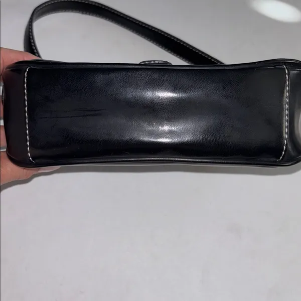 Nine & Co. FAUX LEATHER MINI BLACK BAG…SILVER BUCKLE ADORNMENT ZIP CLOSURE - Image 7