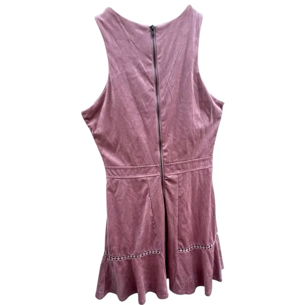 Taylor & Sage‎ Blush Pink Embroidered Suede Dress Size Medium Midi Boho Dress - Image 6