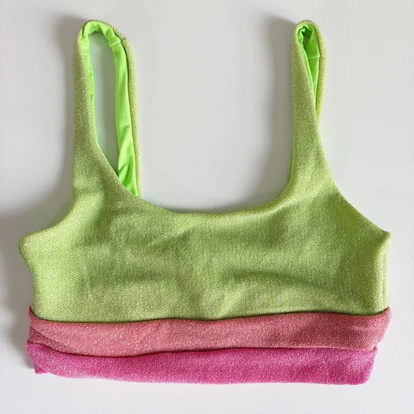 Beach Riot Womens Watermelon Lemonade Metallic Mackenzie Bikini Swim Top Size S - Image 3