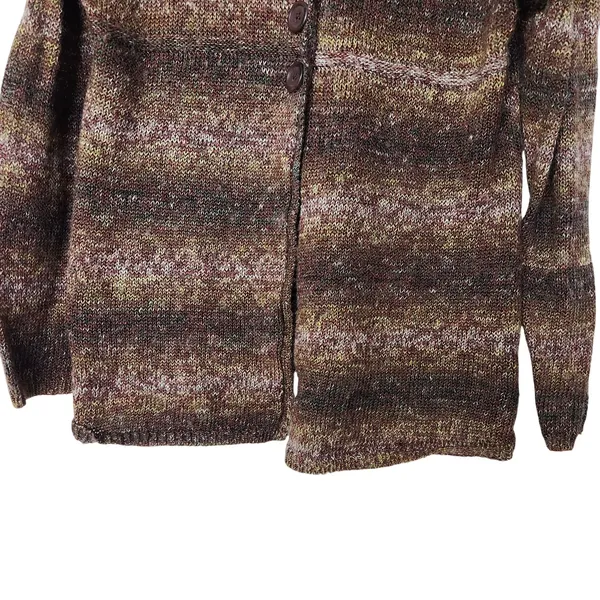 North Crest Brown Striped Button Wool Blend Cardigan Sweater Size Large 14-16 - Image 4