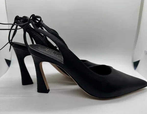 Deltan Juliana Leather Ankle Tie Pumps Black Size 9.5 - Image 8
