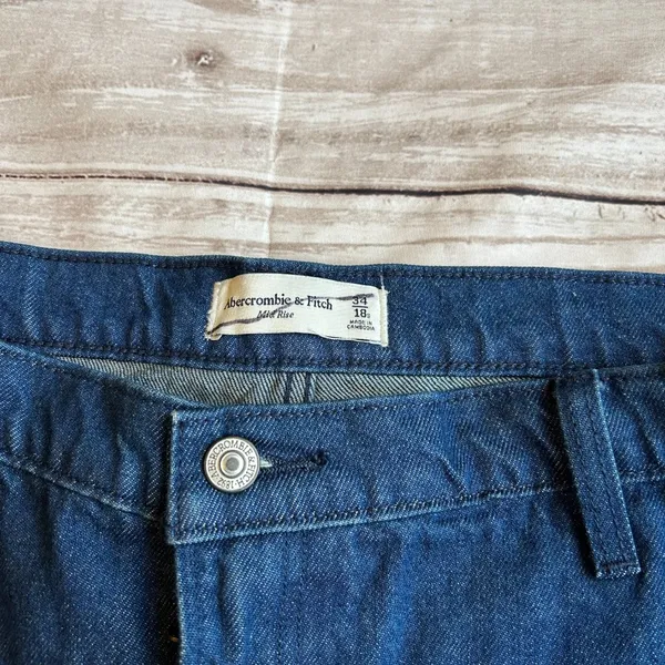Abercrombie & Fitch Dark Wash Wide Leg Mid Rise Denim Jeans Size 18S NWT - Image 5