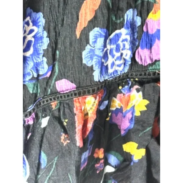Anthropology XS Floral Cropped Ruffle Hem Shirt Top Whimsygoth Coquette - Image 3