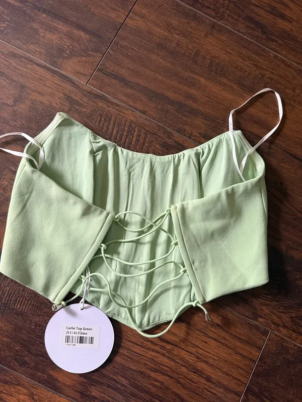 Princess Polly Corset Top Green - Image 2