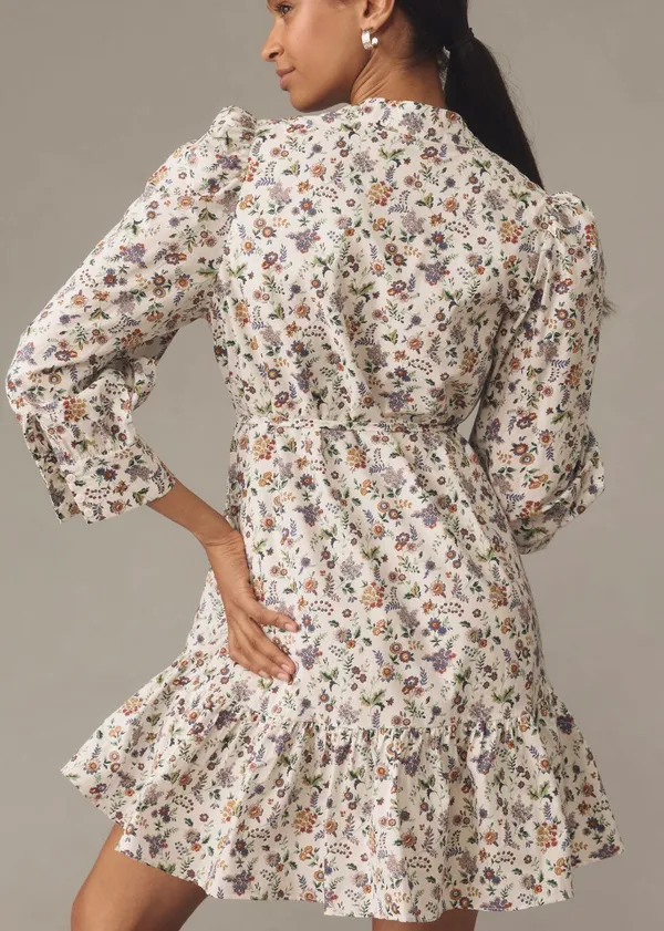 English Factory Floral Pintuck Smocked Mini Dress, Size M - Image 3