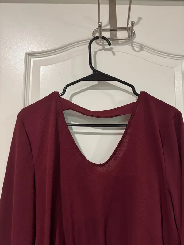 Rue21 Burgundy Embroidered V-Neck Tie-Front Blouse / AA20 - Image 6