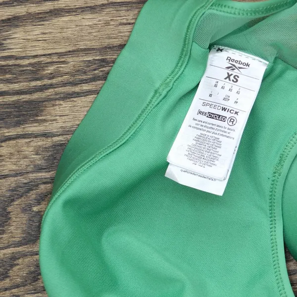 Reebok Womens Halted Unlined Open Mesh Back Sports Bra Green XS - Image 4