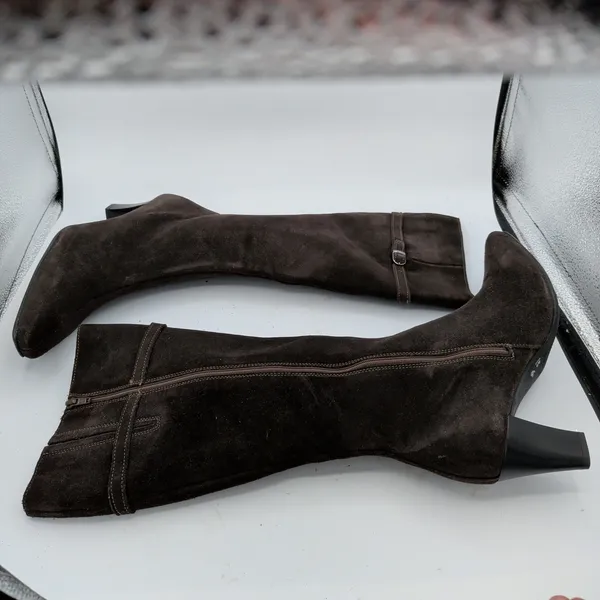 La Canadienne 28394 Dark Brown Suede Knee High Boots‎ Square Toe Womens 9.5 M - Image 4
