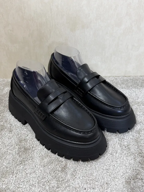 ASOS Design Women’s Wide Fit Maestro Chunky Loafers Shoes Academia in Balck 9W - Image 4