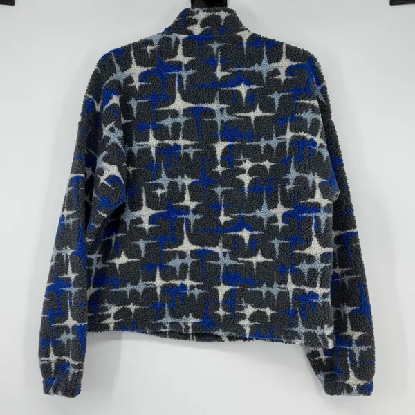 BDG Abstract Blue Grey Star Print Sherpa Fleece 1/4 Zip Pullover Boxy Size L/XL‎ - Image 2