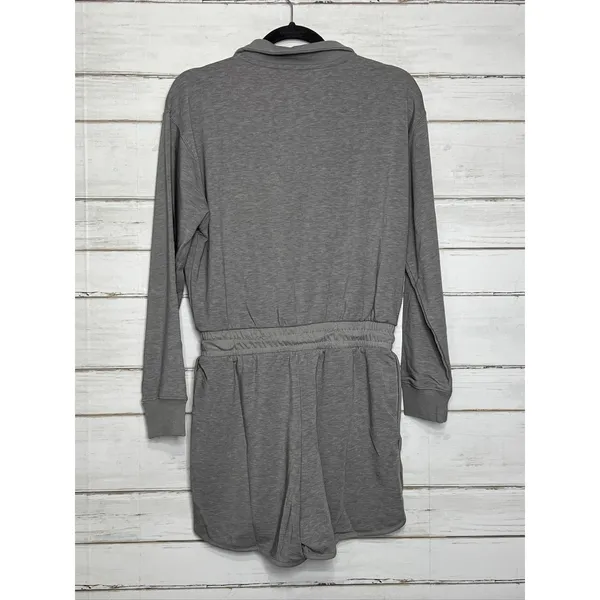 Mono B Half-Zip Long Sleeve Romper Grey Small Tencel Sporty - Image 5