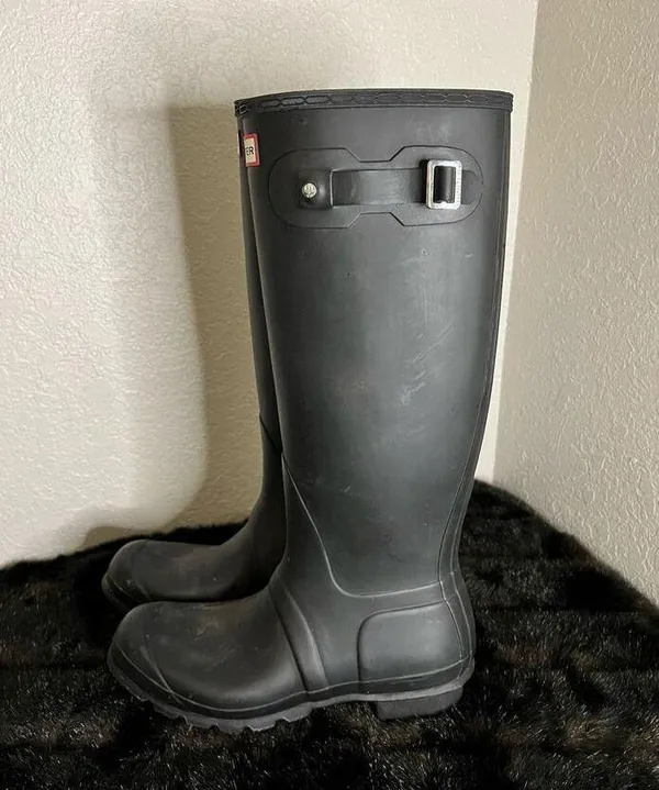 Hunter Womens Black Rubber Rain BOOTS Original Tall 9 - Image 3