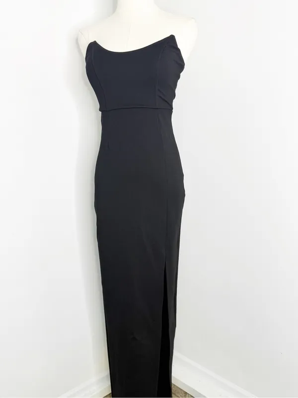 Superdown Ryleigh Strapless Maxi Dress Black XS Revolve Slit - Image 6