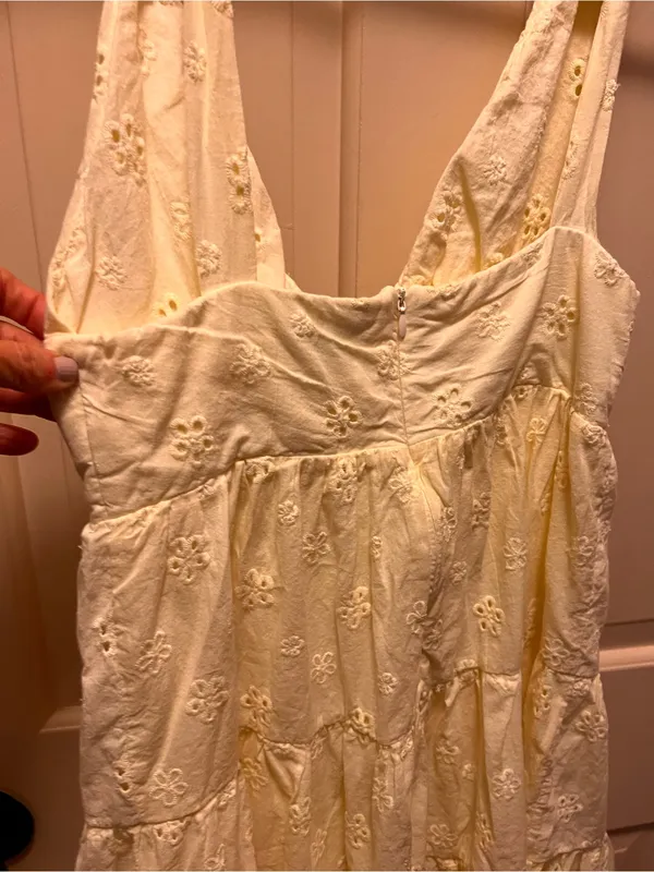 Princess Polly Yellow Eyelet Tie-Strap Mini Dress US 4 cotton ruffles - Image 8