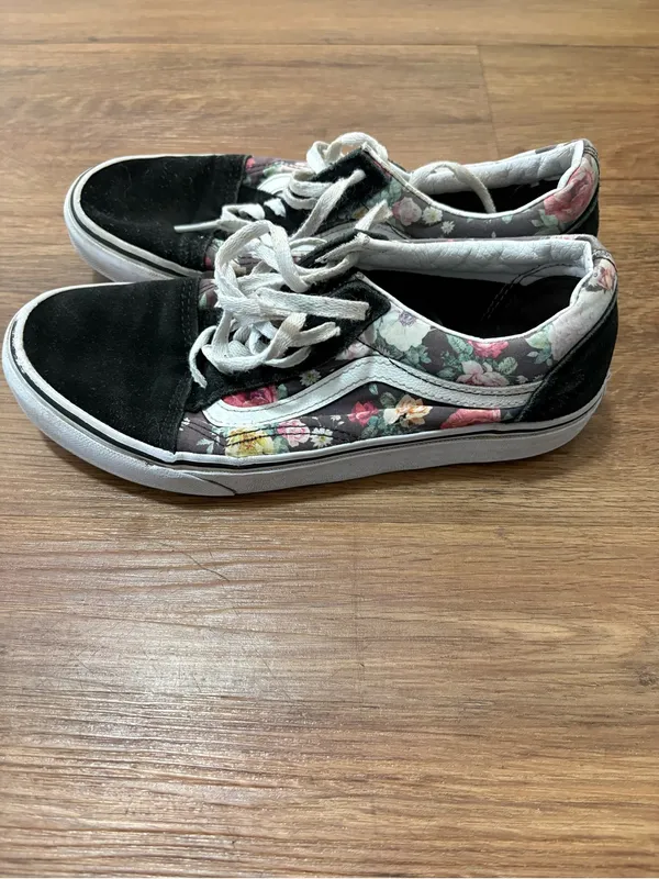 Vans Old Skool Floral‎ Sneakers Women’s Size 7.5 Black Canvas Skate Shoes - Image 6