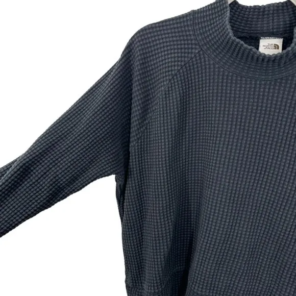 The North Face Womens Waffle Knit‎ Mock Neck Pullover Sweatshirt Charcoal Grey - Image 6