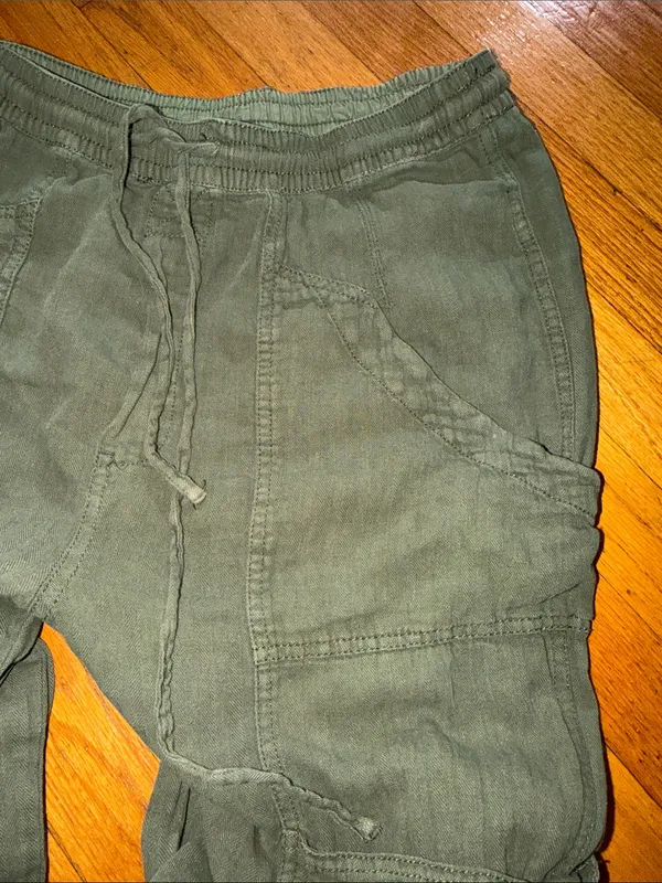 Free People Olive Drawstring Cargo Joggers - Image 7