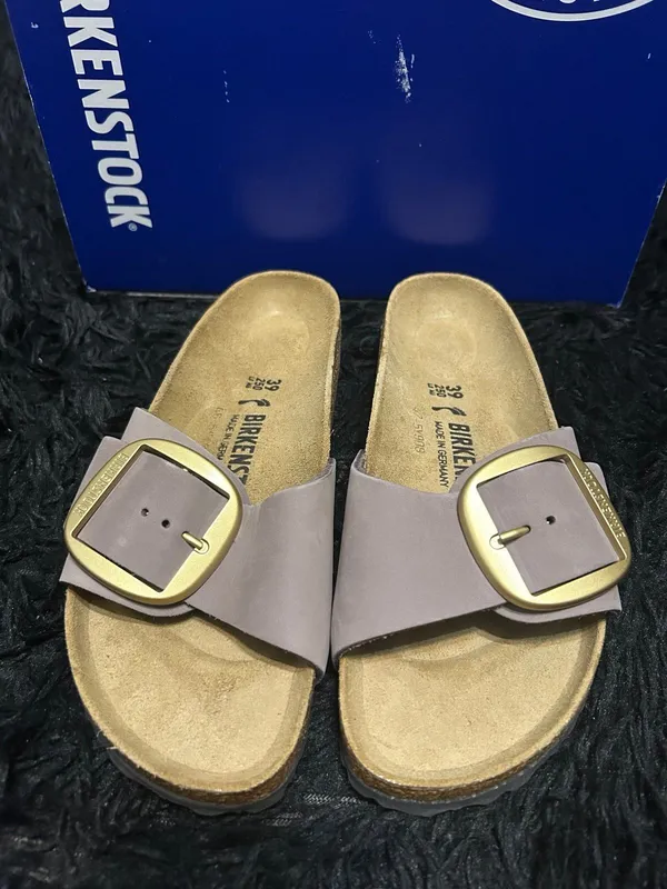 BIRKENSTOCK Madrid purple leather gold buckle sandals slippers shoes eur 39 new - Image 2