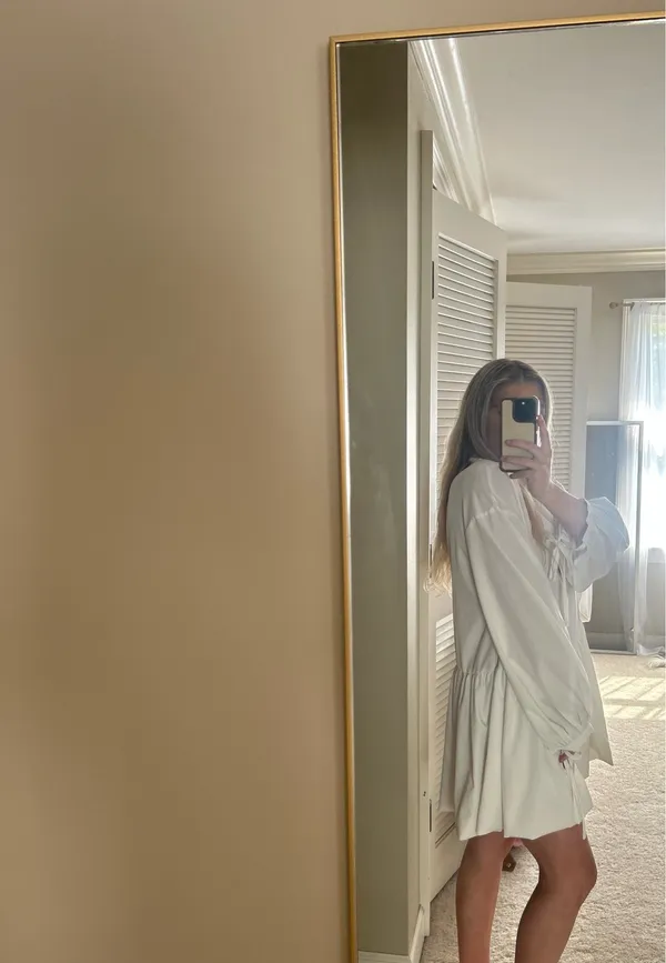 Boutique Long Sleeve White Mini Dress Size L - Image 3