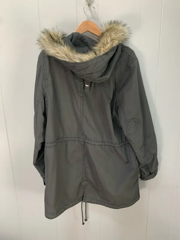 GAP Grey Fur Trim Parka Flint Grey XL - Image 2