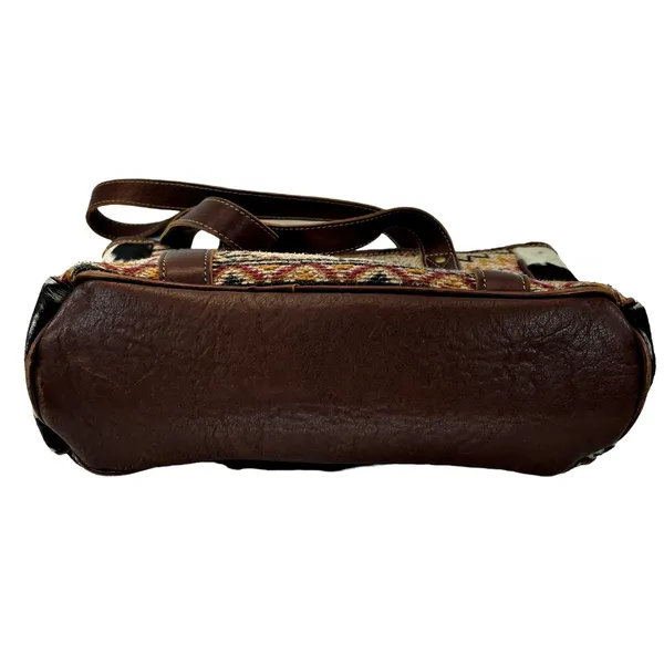 Myra Bag Beautiful Cow Hide Pocket Southwest Aztec Design Tote Bag Boho Western - Image 5