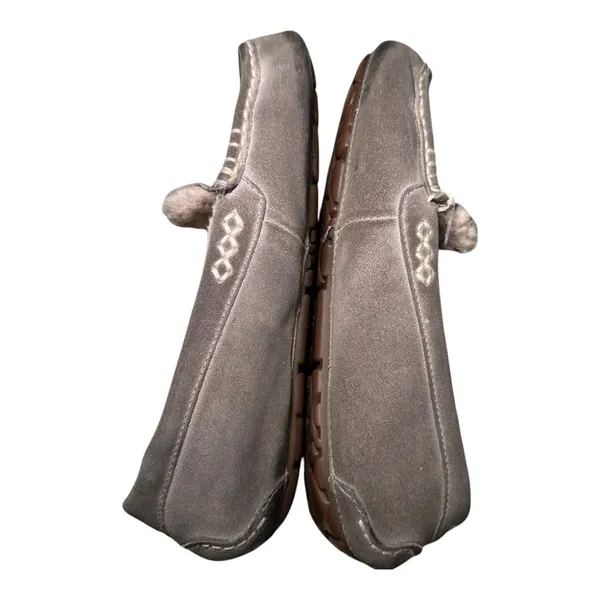 UGG Ansley Suede Shearling Moccasin Slippers Grey House Shoes Womens‎ Size 9 M - Image 5