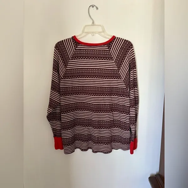 Aerie Long Sleeve Thermal Top Multicolor Fair Isle Size Large - Image 4