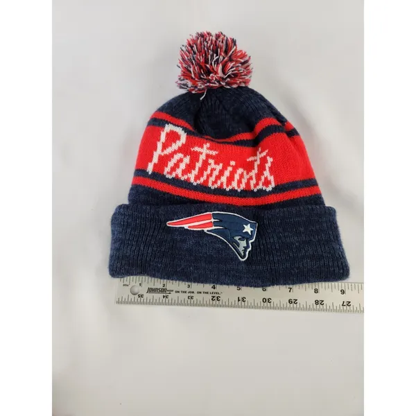 Womens New England‎ Patriots Knit Pom Winter Hat NFL Football Embroidered Patch - Image 2
