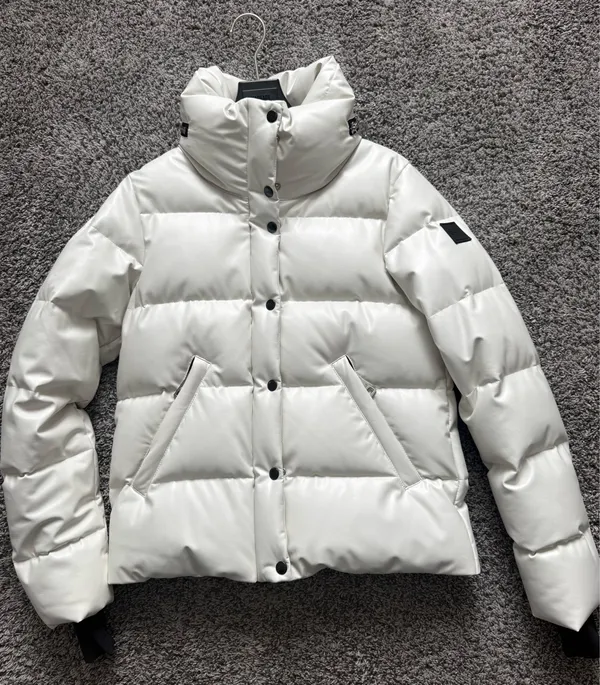 SAM. Vegan Leather White Quilted Puffer Jacket with High Collar - Image 2