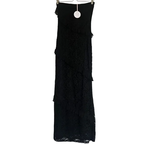 More to Come Revolve Black Xandra‎ Strapless Ruffle Lace Cocktail Maxi Dress NWT - Image 2