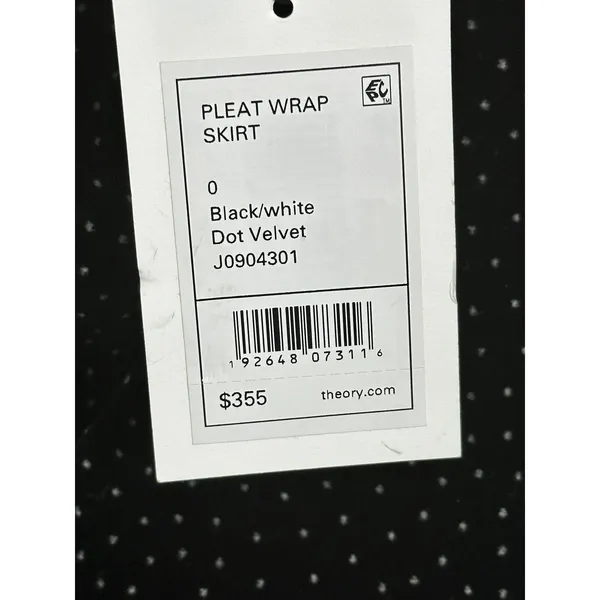 Theory Pleat Wrap Skirt Women 0 Black White Dot Velvet J0904301 Holiday - Image 7